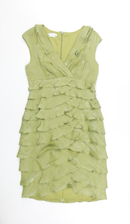 London Times Green Sheath Party Dress, Size 8