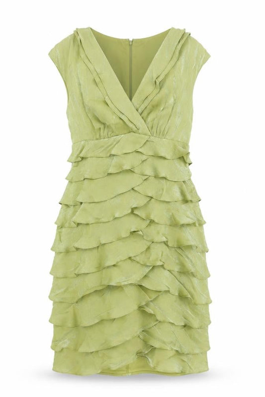 Front view of London Times Green Sheath Party Dress, size 8