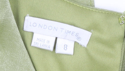 London Times Green Sheath Party Dress, Size 8
