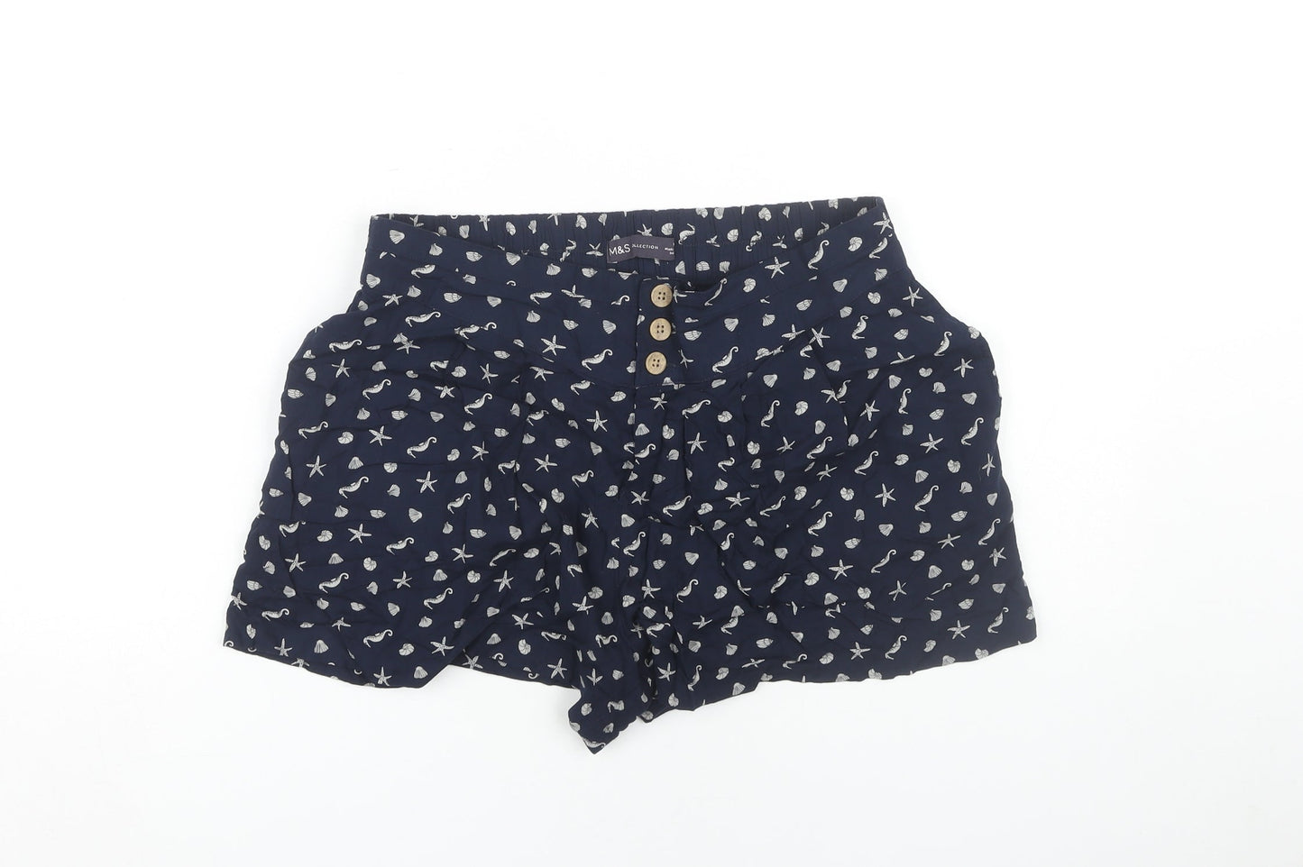 Marks and Spencer Women's Blue Nautical Shorts Size 10