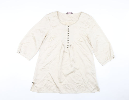 Womens UK Size 12 Marks and Spencer Beige Tunic Blouse