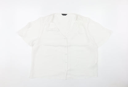 New Look Women's White V-Neck Blouse - Size 18