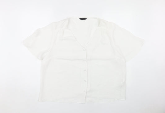 New Look Women's White V-Neck Blouse - Size 18