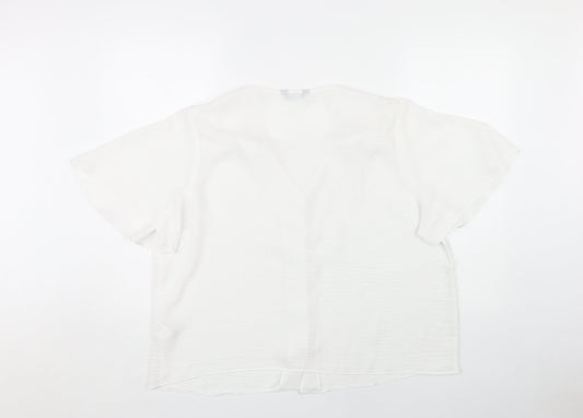 New Look Women's White V-Neck Blouse - Size 18