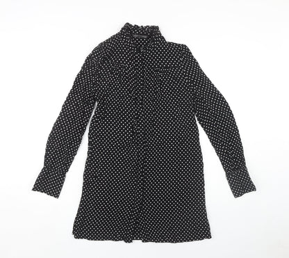 Zara Women's Black Polka Dot Long Sleeve Shirt Dress
