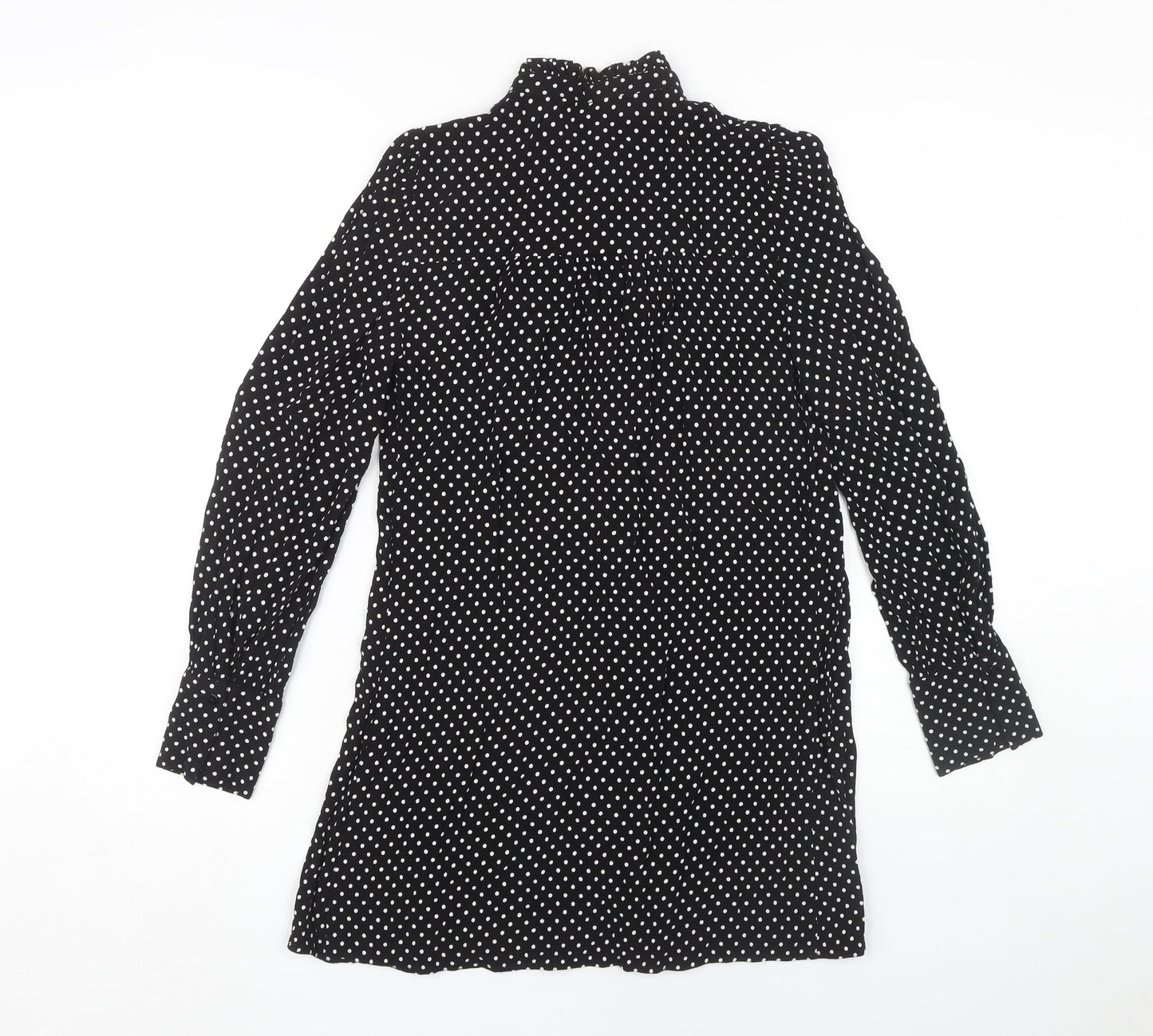 Zara Women's Black Polka Dot Long Sleeve Shirt Dress