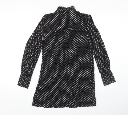 Zara Women's Black Polka Dot Long Sleeve Shirt Dress