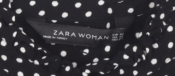 Zara Women's Black Polka Dot Long Sleeve Shirt Dress