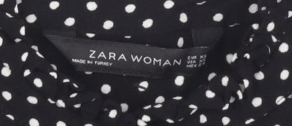 Zara Women's Black Polka Dot Long Sleeve Shirt Dress