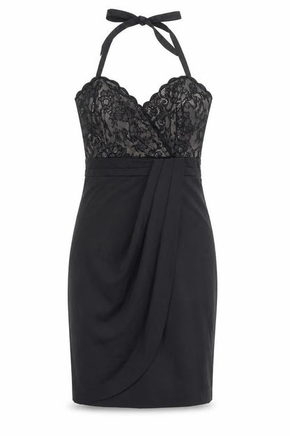 Next Women's Black Size 8 Halter Lace Cocktail Dress