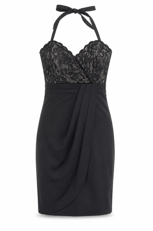 Next Women's Black Size 8 Halter Lace Cocktail Dress