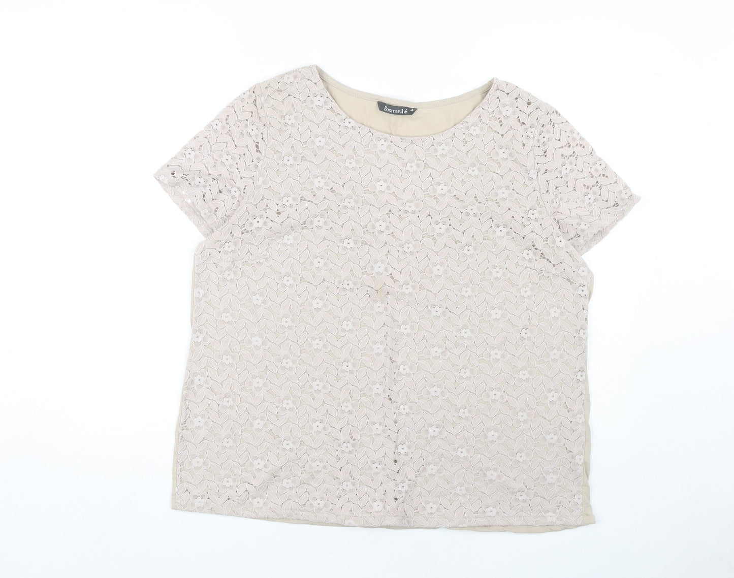 Womens UK Size 18 Bonmarché Beige Basic Blouse