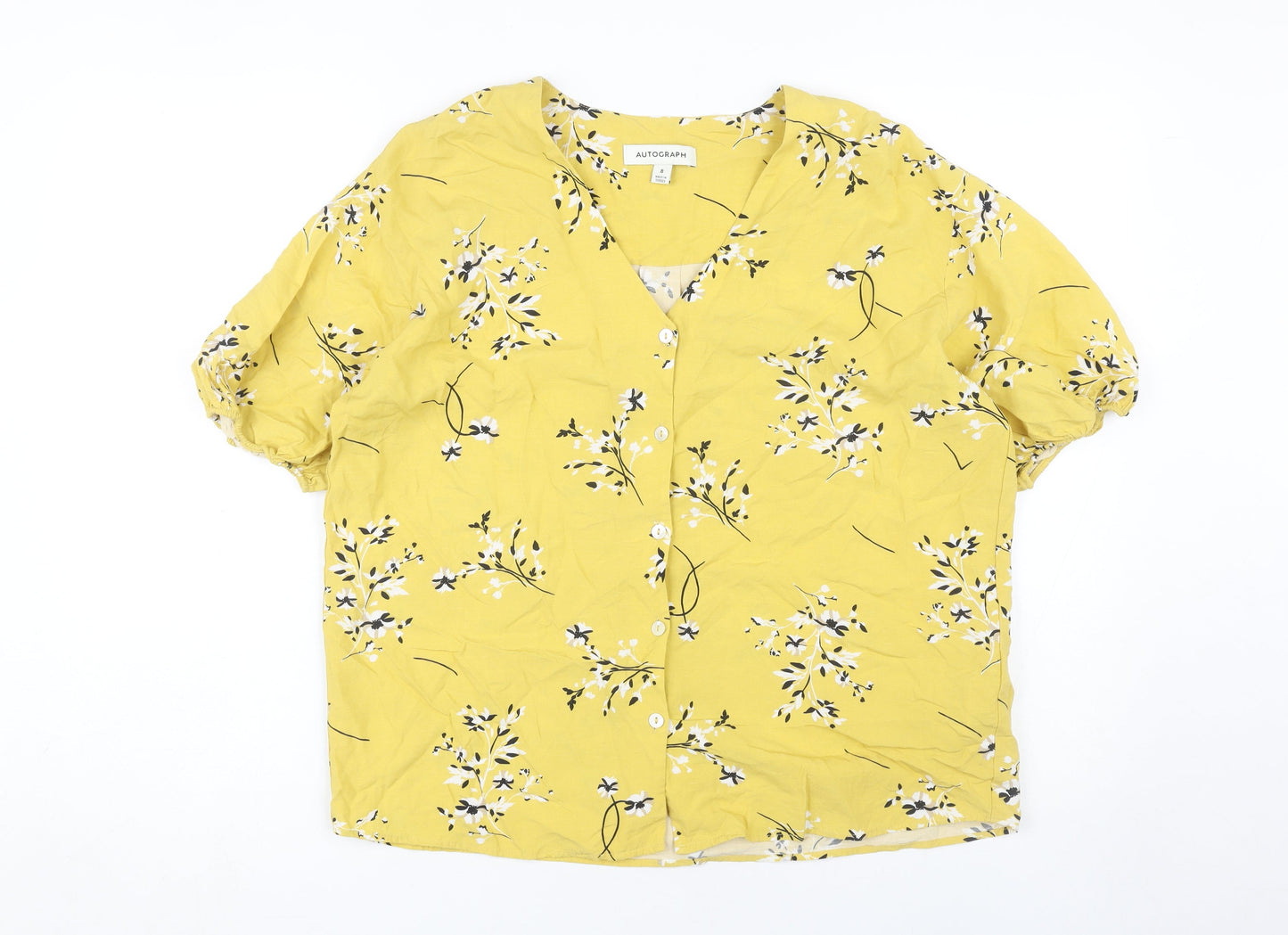 Womens UK Size 8 Marks and Spencer Yellow Tunic Blouse