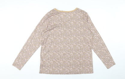 Lands' End Women's Beige Floral Long Sleeve T-Shirt L