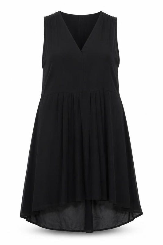 Front view of E-vie Women's Black Hi-Low Chiffon Dress, size 18