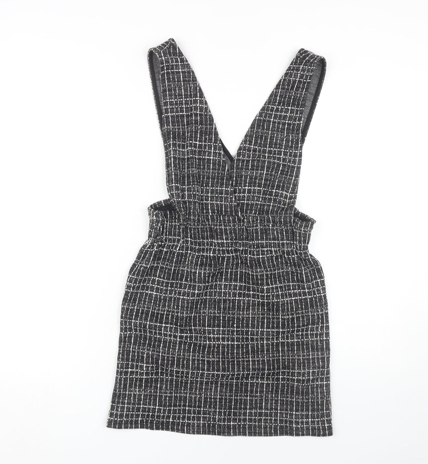 Pull & Bear Women's Black Check Pinafore Dress M