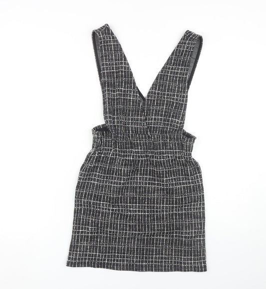 Pull & Bear Women's Black Check Pinafore Dress M