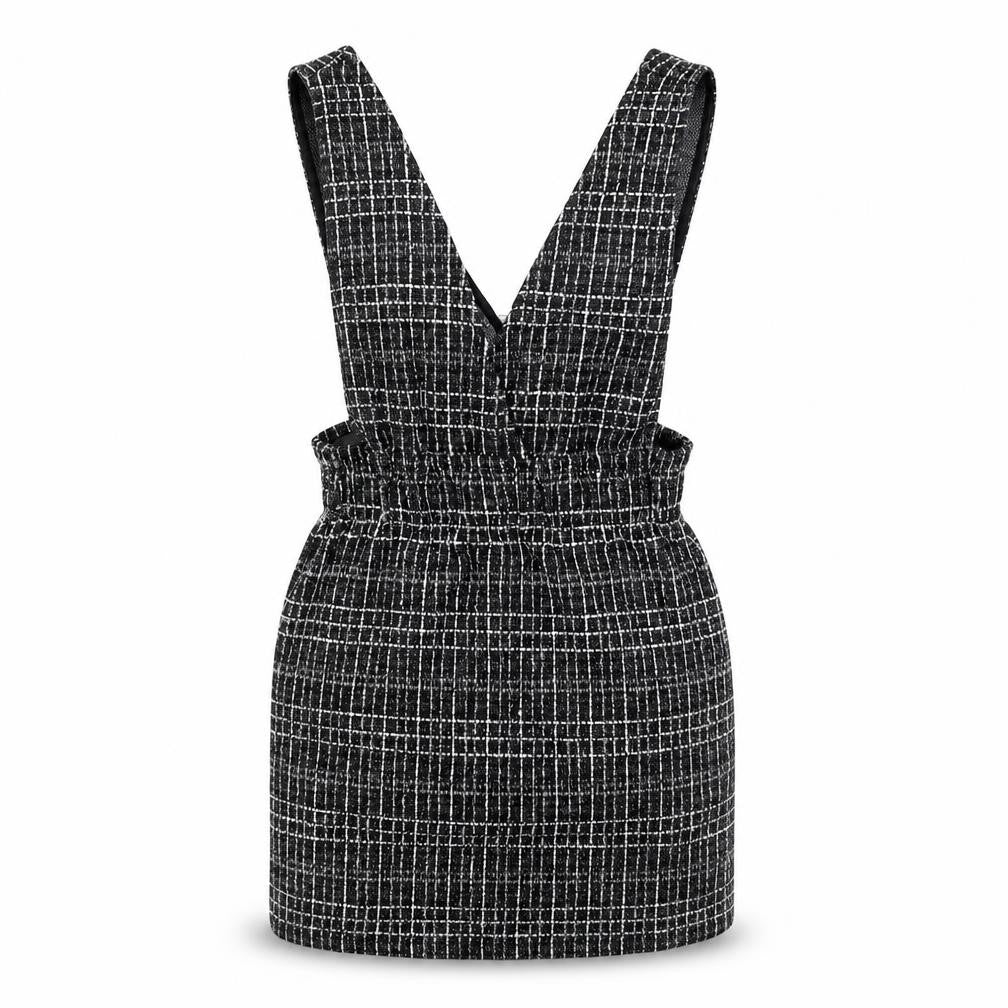 Pull & Bear Women's Black Check Pinafore Dress M