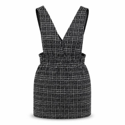 Pull & Bear Women's Black Check Pinafore Dress M