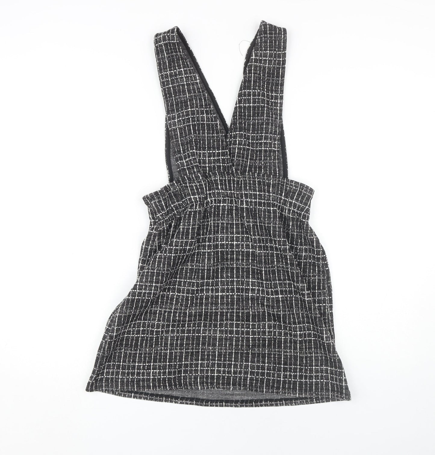 Pull & Bear Women's Black Check Pinafore Dress M