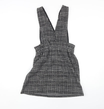 Pull & Bear Women's Black Check Pinafore Dress M