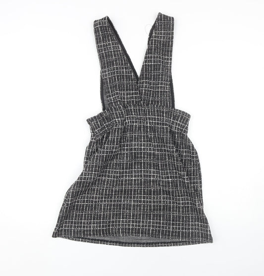 Pull & Bear Women's Black Check Pinafore Dress M