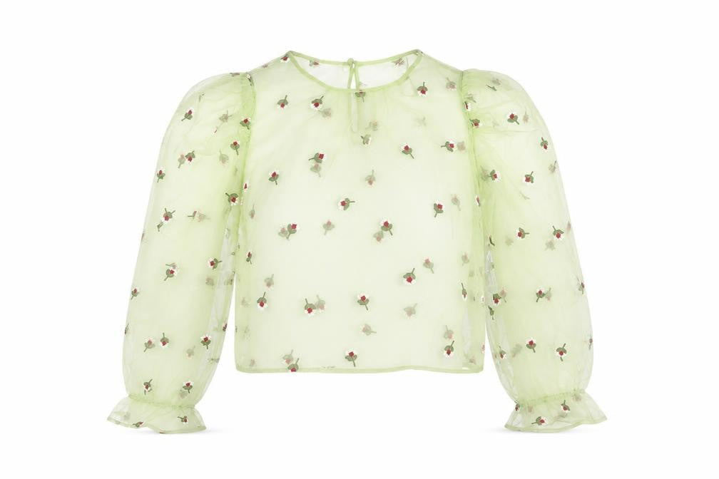 Womens UK Size L Zara Green Cropped Blouse