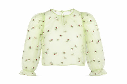 Womens UK Size L Zara Green Cropped Blouse