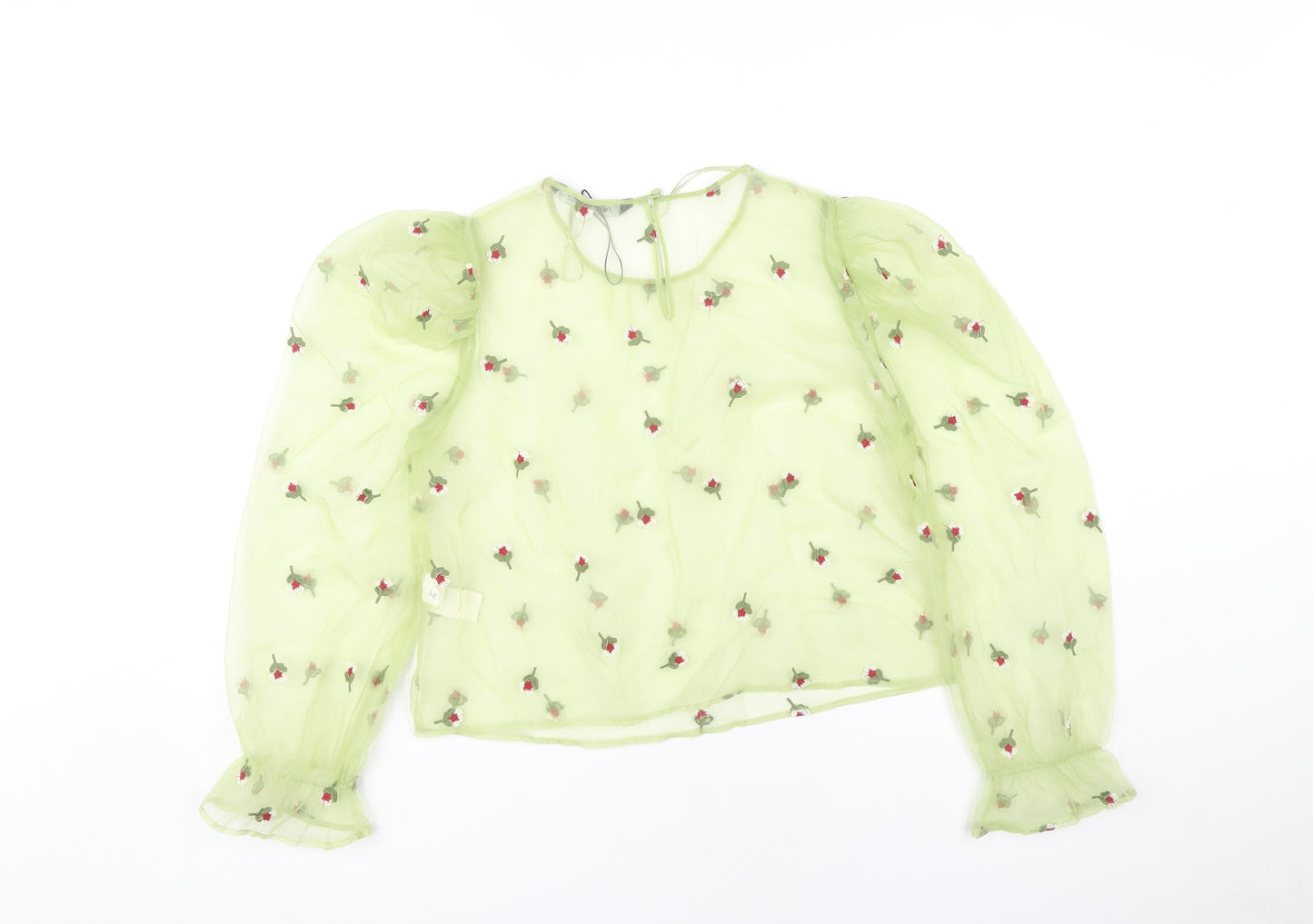 Womens UK Size L Zara Green Cropped Blouse