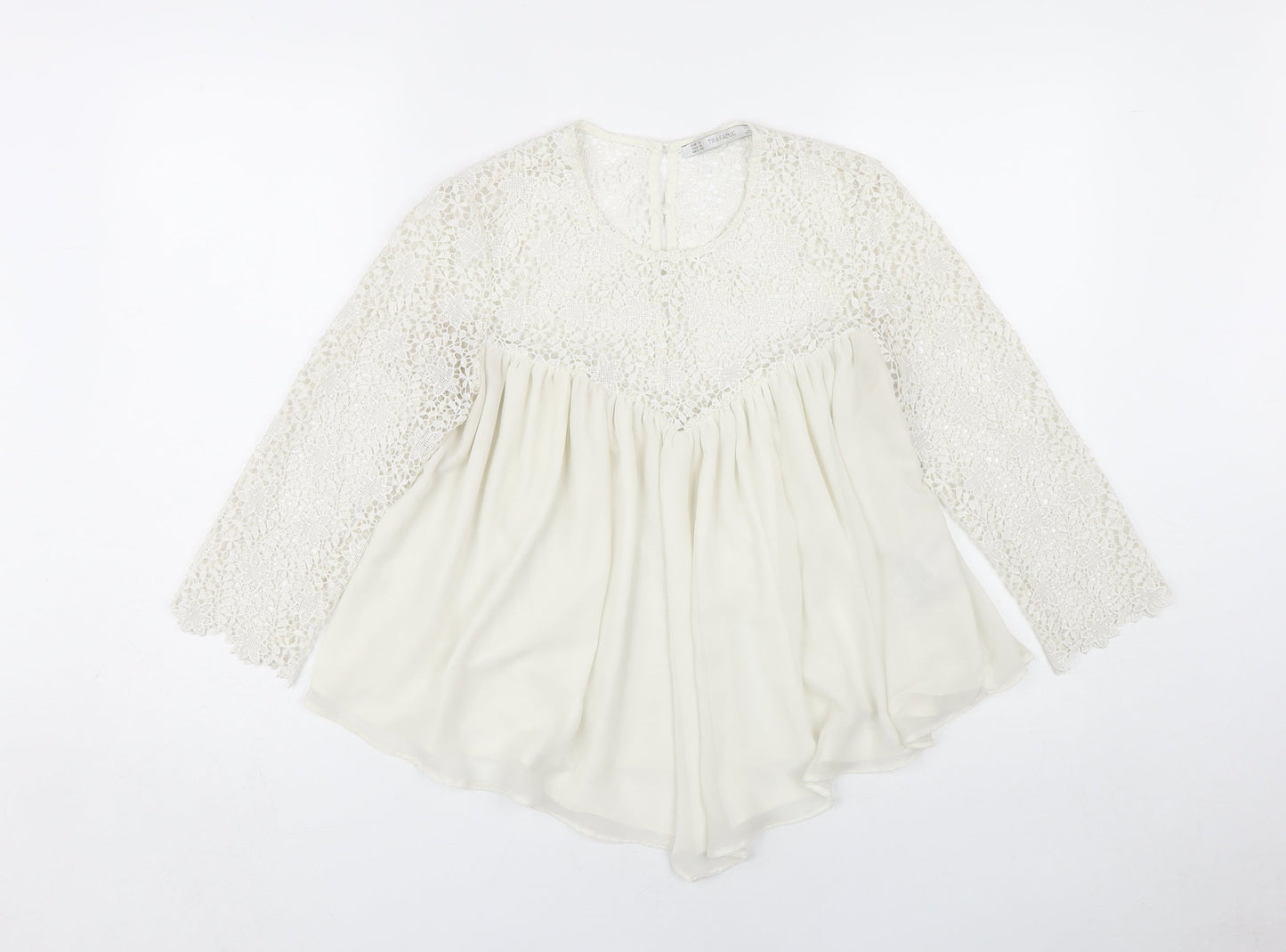 Womens UK Size M Zara Ivory Basic Blouse
