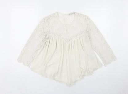 Womens UK Size M Zara Ivory Basic Blouse