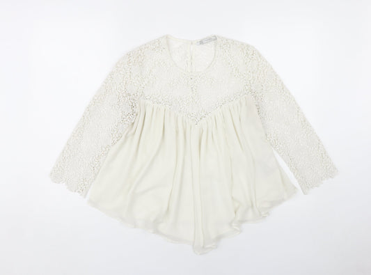 Womens UK Size M Zara Ivory Basic Blouse