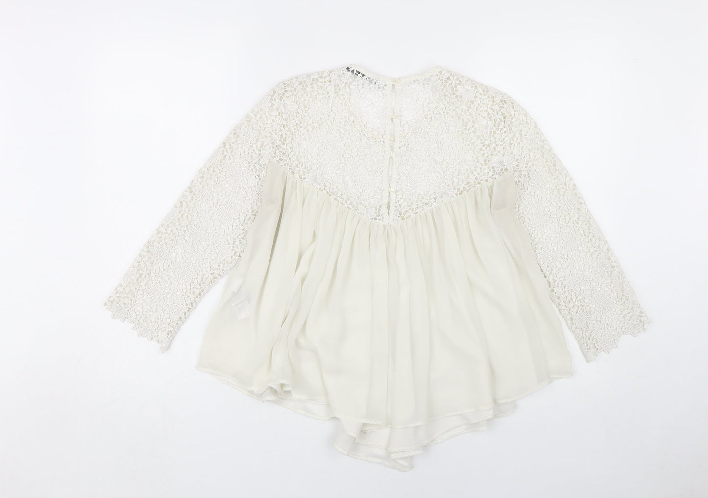 Womens UK Size M Zara Ivory Basic Blouse