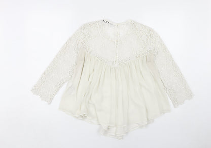 Womens UK Size M Zara Ivory Basic Blouse
