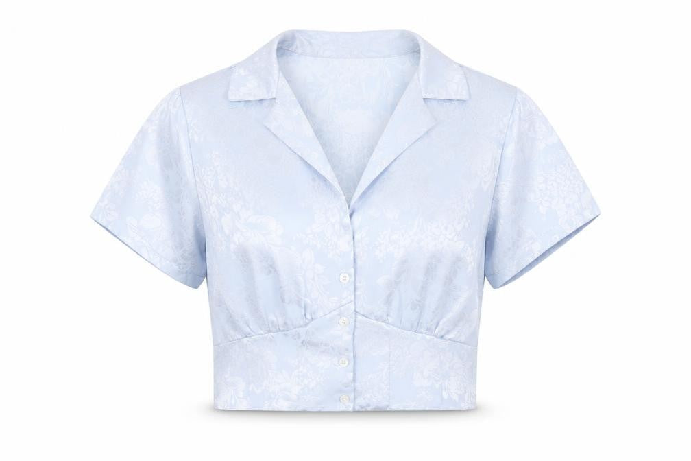 Womens UK Size S Urban Outfitters Blue Cropped Blouse