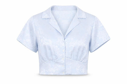 Womens UK Size S Urban Outfitters Blue Cropped Blouse