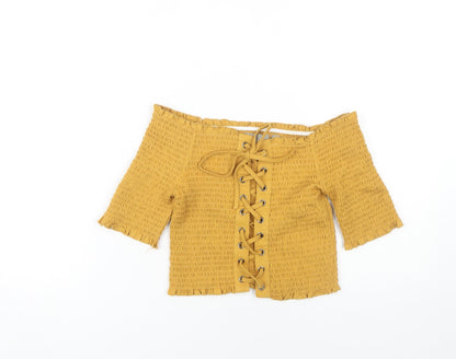 Womens UK Size 10 ASOS Yellow Cropped Blouse