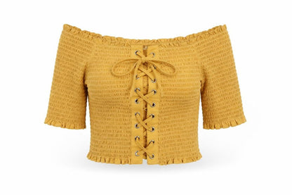 Womens UK Size 10 ASOS Yellow Cropped Blouse