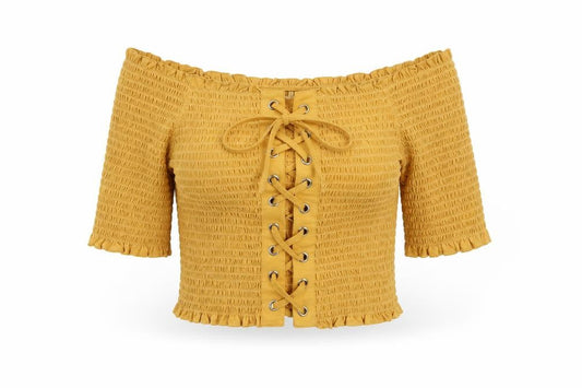 Womens UK Size 10 ASOS Yellow Cropped Blouse