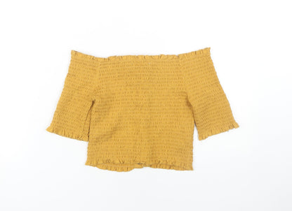 Womens UK Size 10 ASOS Yellow Cropped Blouse