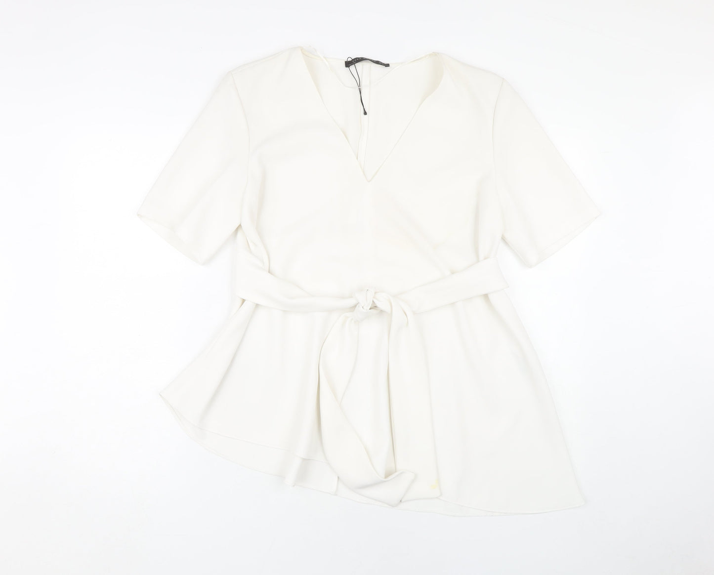 Womens UK Size M Zara White Wrap Blouse