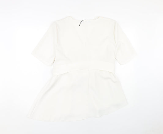 Womens UK Size M Zara White Wrap Blouse