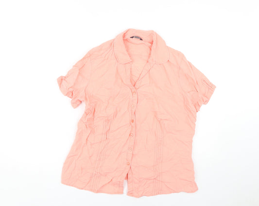 Womens UK Size 16 Marks and Spencer Pink Basic Button-Up
