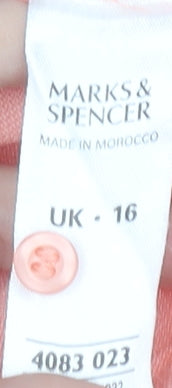 Womens UK Size 16 Marks and Spencer Pink Basic Button-Up