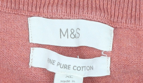 Marks and Spencer Men's Orange XL V-Neck Pullover Jumper