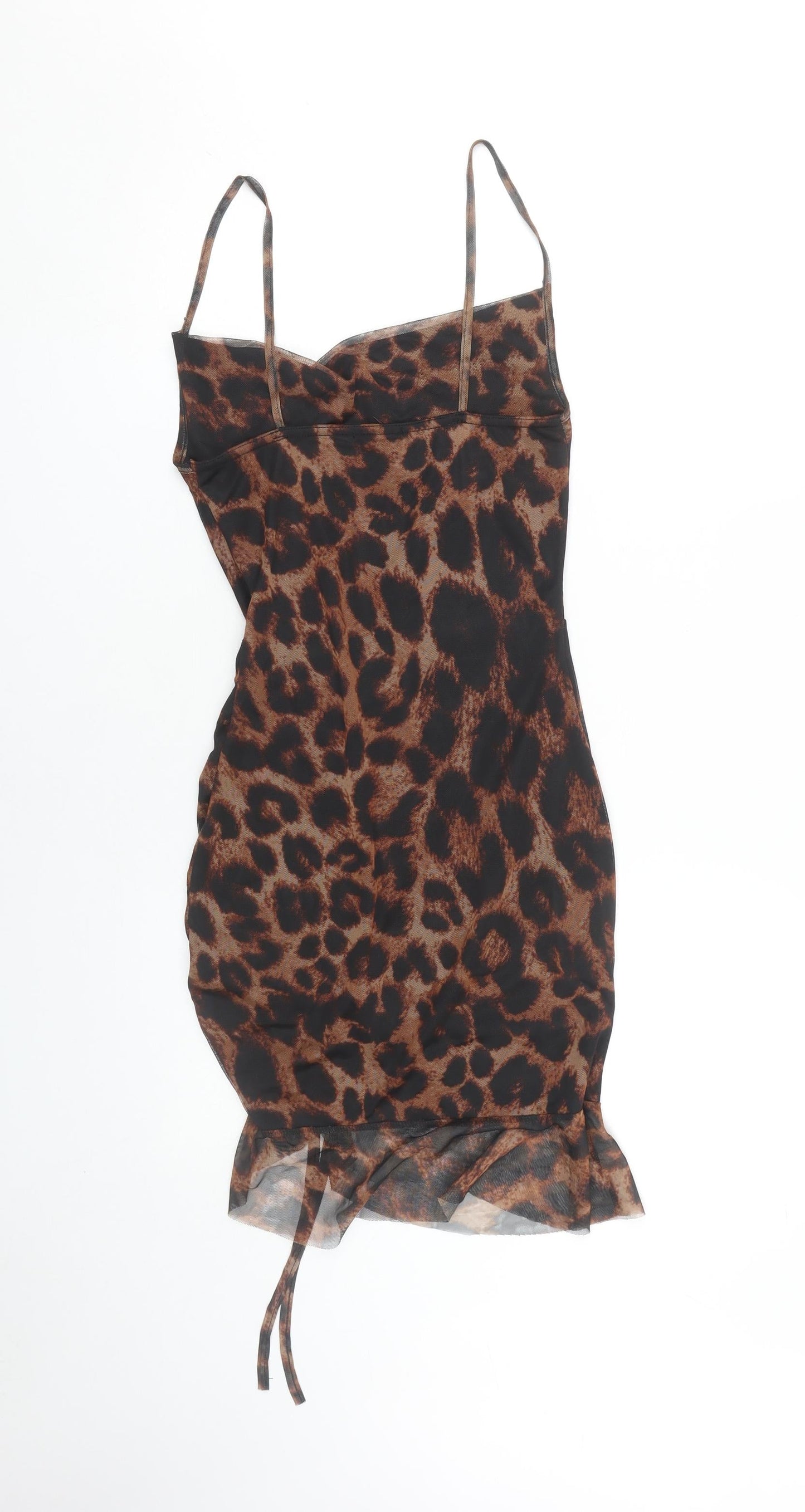 I Saw It First Women Brown Animal Print Slip Dress Size 8