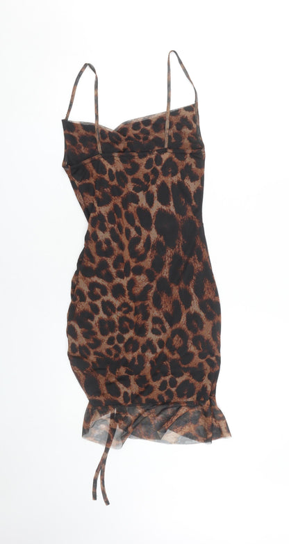 I Saw It First Women Brown Animal Print Slip Dress Size 8
