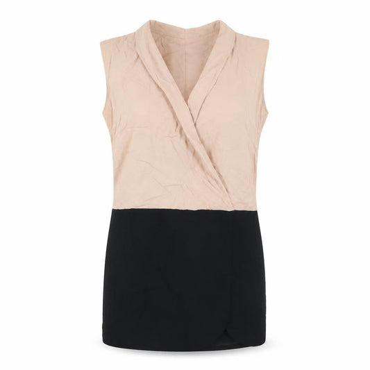 MNG Collection Women's Beige & Black Sleeveless Sheath Dress in XS