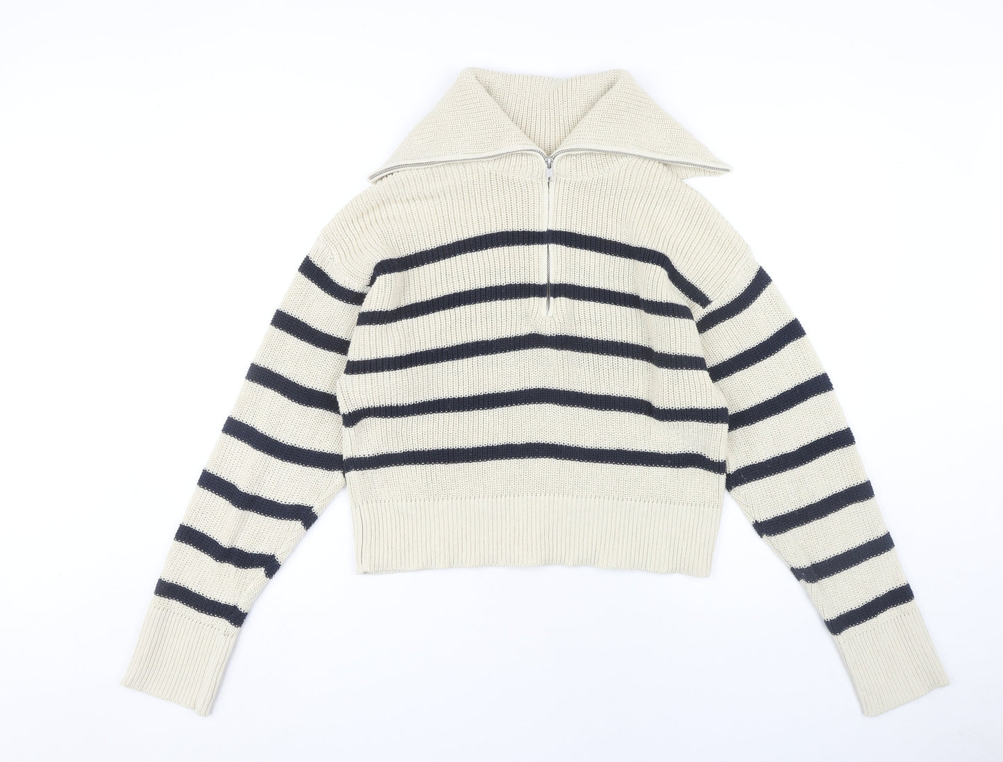 Womens UK Size M Monki Beige Full Zip Jumper