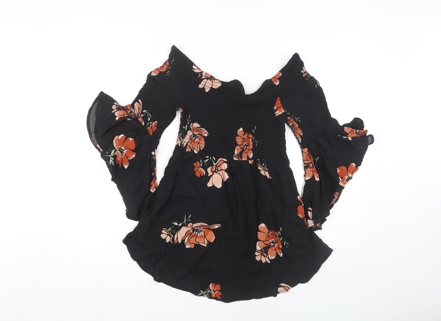 Womens UK Size 10 River Island Black Tunic Blouse